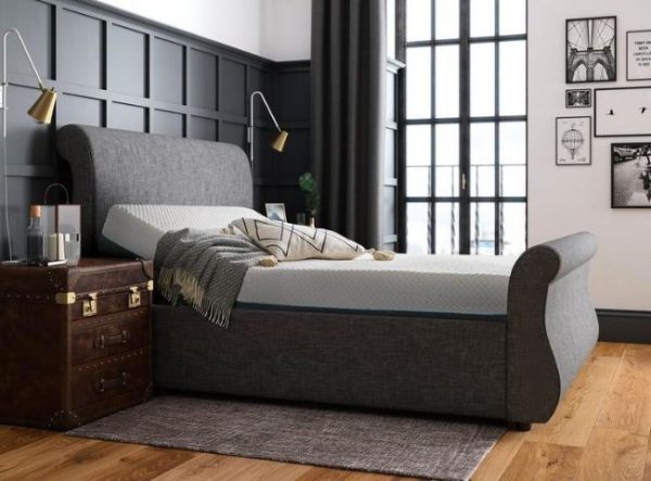 Detroit Sleepmotion Adjustable Upholstered Bed Frame sleigh grey
