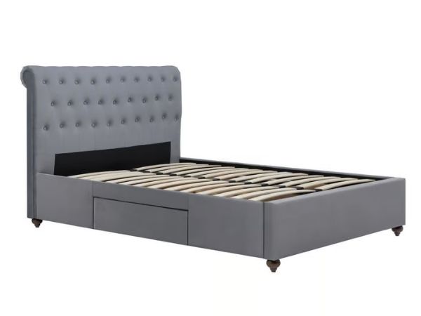 Marlow Velvet Fabric 2 Drawer Storage Sleigh Bed Marlow Velvet Fabric 2 Drawer Storage Sleigh Bed