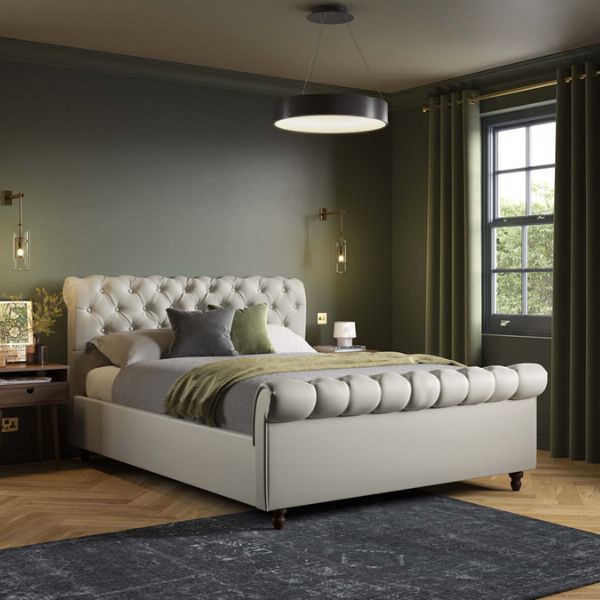 Penelope Upholstered Ottoman Bed Frame cream velvet