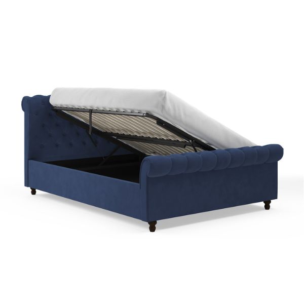 Penelope Upholstered Ottoman Bed Frame navy Penelope Upholstered Ottoman Bed Frame navy
