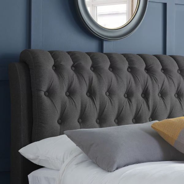 Valentino Fabric 2 Drawer Storage Sleigh Bed headboard Valentino Fabric 2 Drawer Storage Sleigh Bed headboard