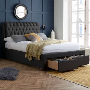 Valentino Fabric 2 Drawer Storage Sleigh Bed