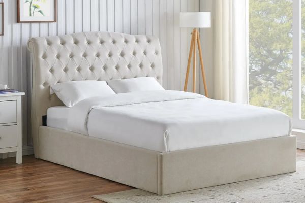 Athens Upholstered Storage Bed natural cream Athens Upholstered Storage Bed natural cream