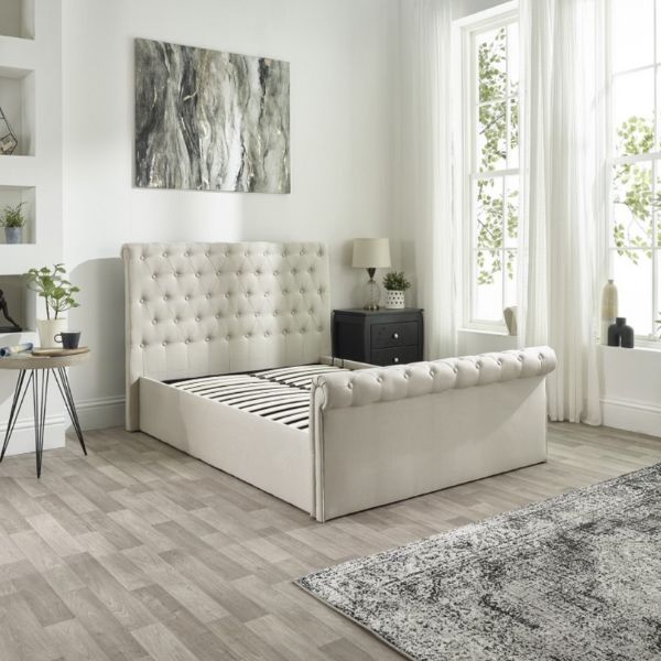 Scroll Top Chesterfield Ottoman Storage Bed Scroll Top Chesterfield Ottoman Storage Bed
